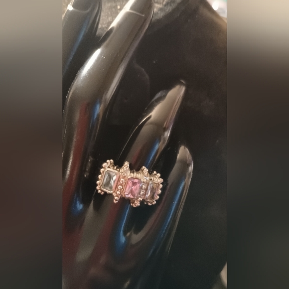 Sterling Silver 9.25 With 3 Gemstone  Aquarium,Green Peridot,  Quartz Sz 8 Ring - Picture 14 of 15